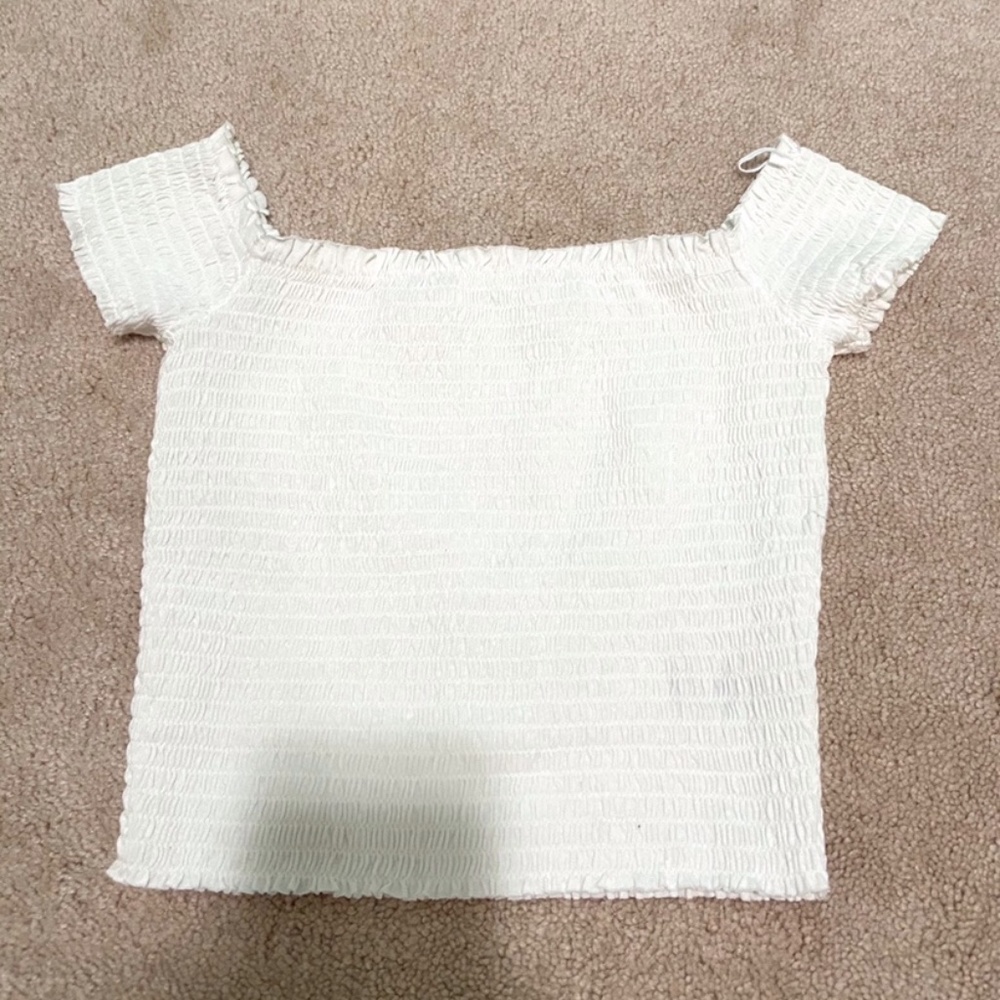 Cropped White Smocked Top
